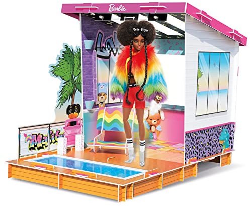 Barbie by Bladez Toyz Pop Up Party House - Customizable Barbie Doll House Playset with LED Lights & Pool - Easy Build Barbie Toy - Sustainable Barbie Accessories - Barbie Gifts for Every Barbie Girl