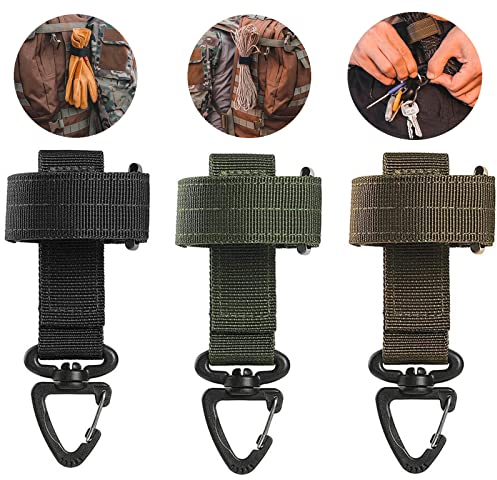 XCVCVB Handschuh Clip Handschuh Halterung Multifunktionale Schlüsselanhängerhalter Nylon-Kletterschnalle fur Aufhängen von Handschuhen Schnallen für Bergsteiger 3 Stück Schwarz Armee Grün Khaki