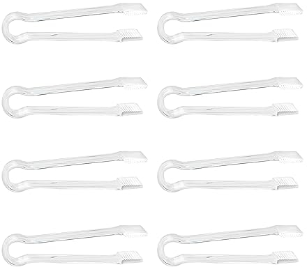 8 Pinzas de Hielo de Plástico Transparentes de 16 cm - Mini Pinzas para Comer, Buffet, Barbacoa, Postre y Más