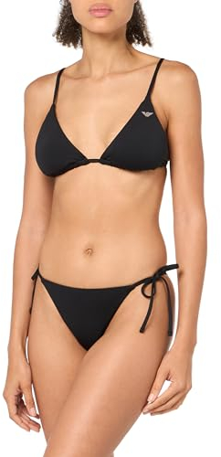 EMPORIO ARMANI Damen Triangel- und String-Bikini-Set mit brasilianischen Nieten, SCHWARZ, L