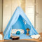 ALRITHO® Tipi Zelt für Kinder aus 100% Baumwolle inkl. Kuschelmatte, Tragetasche & Stabilisator | Spielzelt [hellblau] | Spielhaus für drinnen & draußen | Teepee Kinderzelt für Jungen & Mädchen