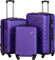 Xonic Design Reisekoffer - ABS Hartschalen Koffer mit 360° Leichtlauf-Rollen - hochwertiger Trolley mit Zahlenschloss in M-L-XL oder Set (Lila, Set)