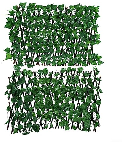 Panneau mural végétal de haies artificielles, écran de clôture de lierre artificiel, clôture de jardin en treillis extensible pour jardin extérieur, A