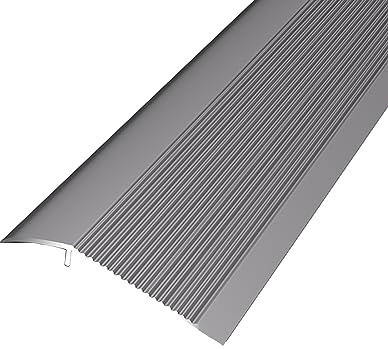 RIFWOVE Aluminium Boden Übergangsleiste, Abschlussprofil Alu,rutschfeste Übergangsprofil, Höhenausgleich 15-45mm, Türschwellen Leiste, Fuß-Boden-Leiste Höhen-Ausgleich (Color : Gray)