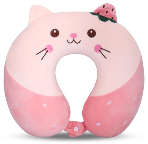Almohada de Viaje, Almohada Viaje Cuello de Espuma de Memoria para Niños | Cojín Cuello Viaje, Almohada Cuello Viaje con Tapa Extraíble, Linda Cuello Avion Niños para Automóviles Aviones Viajes