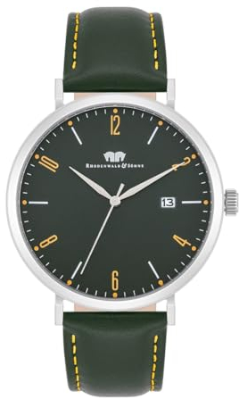 Rhodenwald & Söhne Herren Uhr analog Quarz mit Echtleder Armband dunkelgrün 10010425
