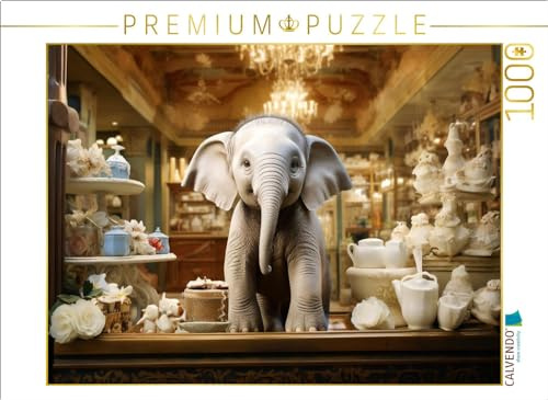 Puzzle · EIN Motiv aus dem Kalender Tierische Sprichwörter | Ein Elefant im Porzellanladen · 1000 Teile · Lege-Größe 64 × 48 cm · CALVENDO Puzzle