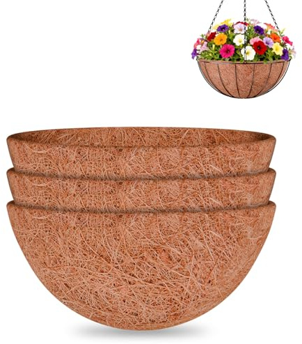 Halatool 3 Pack 16 Inch Coco Liners Replacement for Hanging Baskets