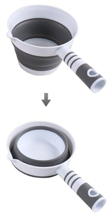 4UBonLife Cucharón de Agua Plegable, Cuchara de Agua para Baño, Sopa de Agua con Asa, Cucharón de Agua de Silicona y Plástico, para Ducha Baño Jardín Cocina Baño, Gris