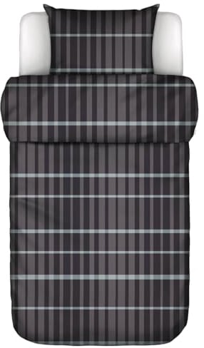 Marc O'Polo Bettwäsche Thori Dark Navy Karo Muster Kariert Linien Blau Braun Winter Flanell, Größe:Zusatzkissenbezug 40x80 cm