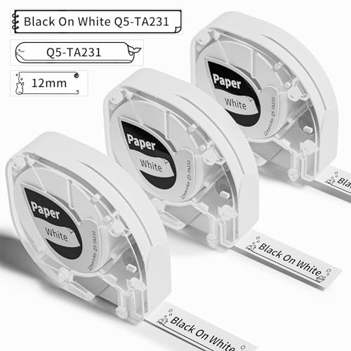 VolenGo P12 Label Maker Tape Ersatz für Dymo Label Maker Refills White Paper 91330 10697,Kompatibel mit Dymo Letratag Refills 12mm x 4m für Letra Tag LT100H 200B P12 P12 Pro Label Maker