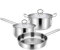 Equip Bratpfanne und Kochtopf-Set, 3-teilig, Antihaft-Keramikbeschichtung, Edelstahlmaterial, mit Deckel aus gehärtetem Glas, Bratpfanne, Suppentopf, Wok, leicht zu reinigendes Kochgeschirr vision