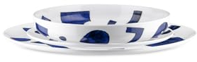 Alessi Itsumo - Yunoki ware NF08S12 - Servizio di Piatti di Design, Uso Quotidiano, Estetica Minimale, in Porcellana Bianca con Decoro Samiro Yunoki, 12 Pezzi