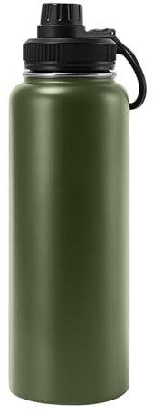 22oz Water Bottle Stainless Steel Insulated Water Bottle With Handle Double Wall Vacuum Leak Proof Keep Cold and Hot Wide Mouth Outdoor Sports Water Bottles (Army green)