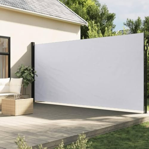 Store latéral rétractable - Brise-vue pour jardin, balcon - Brise-vent - Store d'extérieur - 200 x 500 cm - Blanc
