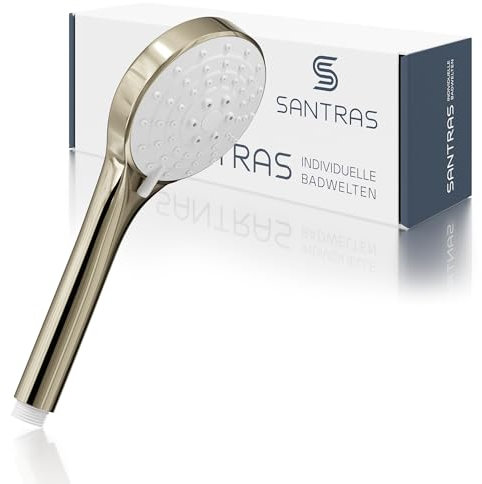 SANTRAS® Handbrause mit dreifach verstellbaren Duschkopf in Edelmessing