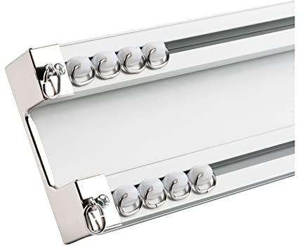 Tenda da soffitto in alluminio resistente, doppio binario con pulegge silenziose, 400 cm, ideale per finestre a bovindo, camper, balconi, bagni e garage