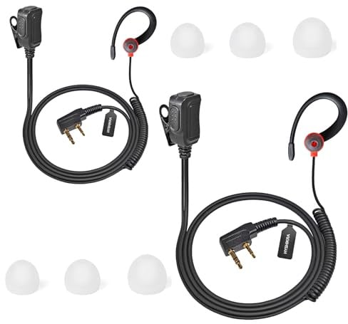 HYSHIKRA Leichte Funkkopfhörer G-Form Sicherheits-Headset | Kompatibel mit Retevis Baofeng Kenwood RT24 UV5R TK250 TK320 Walkie Talkie