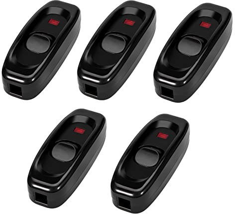 5 Pezzi Interruttore della Luce, AC 250 V 10 A Interruttore ON/OFF Interruttore del Cavo in Linea con Indicatore LED per Lampada da Tavolo Lampada da Scrivania o Lampada da Letto