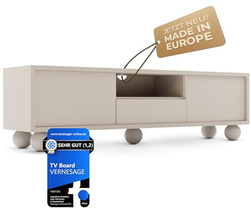 VERNESAGE TV Board – Fernseher-Lowboard [mit Buchenholz-Füßen] & Schrank mit Kabelmanagement - Sideboard für Wohnzimmer | TV-Tisch, Kommode, Fernseh-Regal | Modern Living Room Cabinet