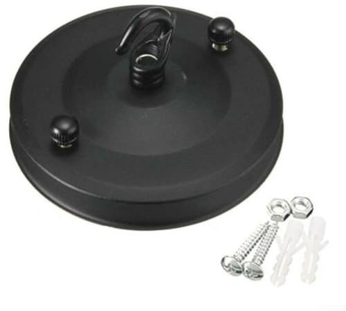 Oniissy 2pcs Vintage Ceiling Rose Hook Plate Light Fitting Chandelier Pendant Lamp Parts,Vintage Single Out Ceiling Rose Hook Plate for Light Fitting Chandelier(Black)