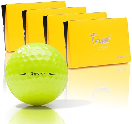 Trust Golf Balls Aurora | Tour-Level Performance | Stand Out | Maximum Distance | Straight Flight | Stopping Power | Crystal Urethane Cover for Ultimate Control (Yellow, 48 Balls)