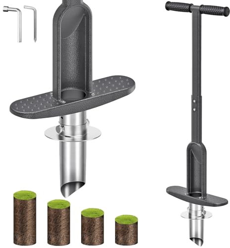 BeneLabel Zwiebelpflanzer, 93cm Blumenzwiebel Pflanzwerkzeug Langstiel Federform Tulpen Narzissen Garten Werkzeug 7.6-15cm Tiefe Rasenstopfer mit Automatischer Entleerung für Verdichtete Erde