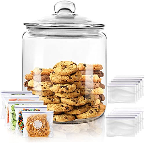 MASTERTOP Barattolo per Biscotti in Vetro 3,9L con Coperchio Ermetico, Barattole in Vetro Spesso e Resistente per Conservare di Farina, Dolci e Altri Alimenti