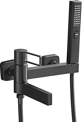 ANWEALTH Miscelatore per Vasca a Cascata con Doccetta Bidet Miscelatore Monocomando per Vasca Bidet a Parete Moderno Nero
