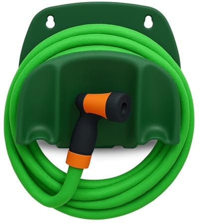 TECHZOCO Soporte para Manguera jardín plástico, Colgador de Manguera de jardín, Porta mangueras para Pared, Organizador Manguera jardín, 25 cm Ancho X 15 cm Alto X 15 cm Fondo, Universal, Verde