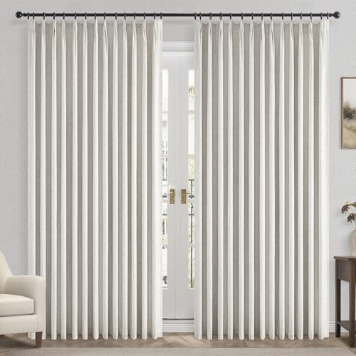 Topfinel Tende extra larghe, tende plissettate 100% oscuranti, in lino, con ganci, tende plissettate per patio e porte scorrevoli, grandi finestre per soggiorno, 182,9 x 213 cm (larghezza x lunghezza