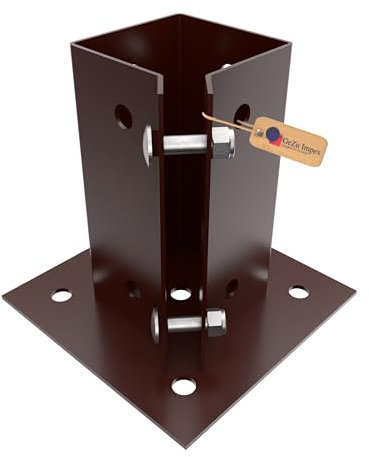 GEZU IMPEX Réglable Support de Poteau e à Boulonner 75 x 75 mm Revêtement en Poudre Support de Base Pour Poteau Support Carré Pour Pied de Clôture Sabot de Poteau à Boulonner
