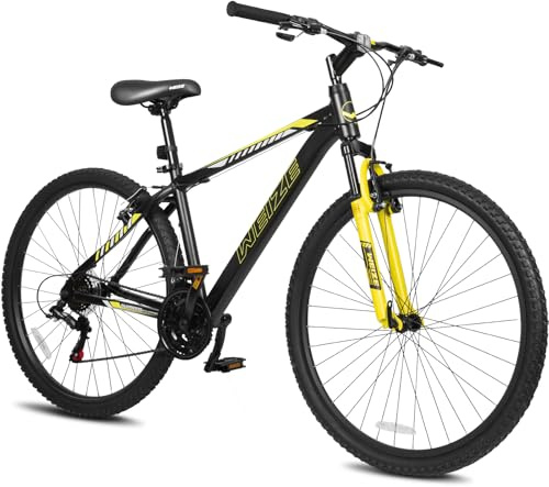 WEIZE Hardtail Mountain Bike, 29 Inch Wheels Outdoor Cycling Bike, 21-Speed Trigger Shifter, Aluminum Frame for Men and Women, Comfort Saddle, MTB Bicycle with Suspension Fork, Black