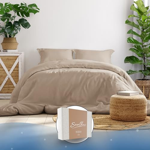 Samthus Bettwäsche 135x200 Baumwolle Satin - Oeko-Tex Made In Green - Himmlisch weicher Schlaf - Bettwäsche-Set mit 1x Bettbezug 135x200 + 1x Kissenbezug 80x80 - Duvet Cover - Taupe