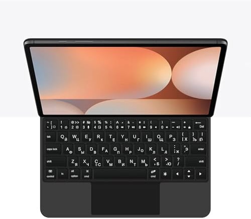GUPENAA Tastaturhülle für Samsung Galaxy Tab S10 Ultra 14.6'' 2024 (SM-X920), Magischer Schwimmender Cantilever-Ständer, 7 Farben Hintergrundbeleuchtung, Integriertes Trackpad,Schwarz,Russian