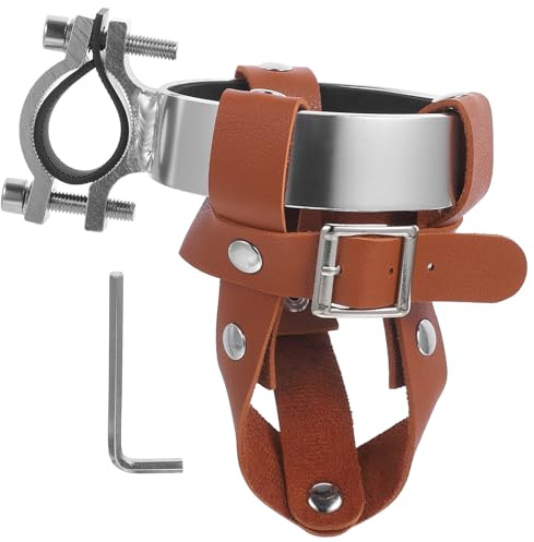 Alipis Portaborraccia Bicicletta Regolabile in Pelle Vintage con Supporto Robusto e Design Elegante Portabottiglie Esterno per Manubrio Facile da Installare e Resistente per Ciclismo