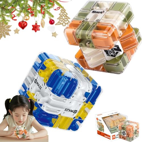 Large Labyrinth 3D Puzzless Maze Cube - Engaging Brain Teaser Toy,High - Difficulty Puzzles, 3D Maze Magic Cube & Ball for Logical Challenge, Classroom Party, Family Gathering (2PCS-B)