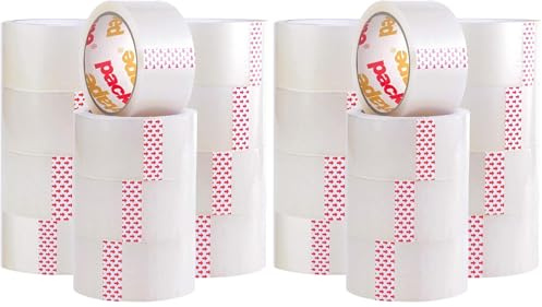 Packatape Clear Packaging Tape, Heavy Duty Transparent Packing Tape For Industrial And Warehouse Use, 12 Rolls 48mm X 66m (Pack of 2)