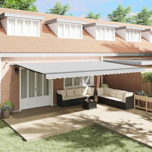 Owoxanthellate Grande tenda da sole retrattile in alluminio antracite, 600 x 350 cm, con telecomando, design moderno, robusta e durevole, protezione solare per terrazza, balcone, giardino e campeggio