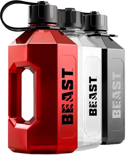 Beast 2 Litre Water Bottle 2L Large Gym Water Jug - Eddie Hall Merch - Red