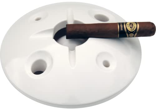 Large 8 Inch Commercial Quality Melamine Windproof Ashtray - White