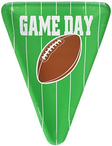 Beistle Game Day Football Plates, Paper, Green, White, Brown, 10