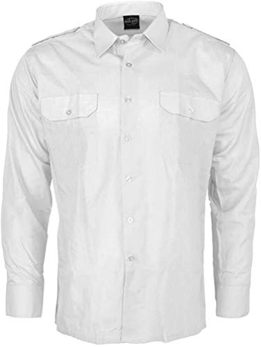 Mil-Tec Diensthemd Langarm• Klassisches Uniformhemd für Behörden, Security & Vereine • Robustes Twill-Gewebe • Schultersystem mit abnehmbaren Klappen • Weiß • S