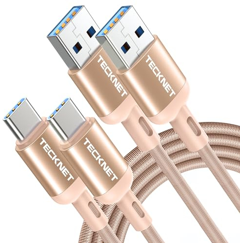 TECKNET USB-C Fast Charging Cable, 2-Pack 2M 3.3A Nylon Braided Type-C Charger for iPhone, Samsung Galaxy S22 S21 S20, Google Pixel, Xiaomi, Sony Xperia and More