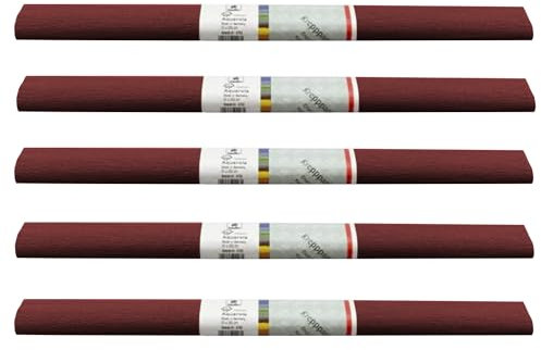PARTY DISCOUNT wasserfestes Krepppapier | 250x50 cm | Feinkrepp Maibaum Dekoration Farbecht (Bordeaux, 5 Rolle)