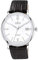 Dugena Herren-Armbanduhr 7000194 Festa Roma, Automatik, weißes Zifferblatt, Edelstahlgehäuse, Saphirglas, Lederarmband, Dornschließe, 5 bar