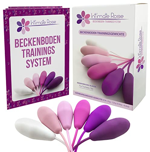 Intimate Rose Kegel-Übungsgewichte - Vom Arzt für Blasenkontrolle und Beckenbodenübungen empfohlen - Set aus 6 Premium Silikon-Kegeln mit Trainings-Kit für Frauen: Anfänger & Fortgeschrittene