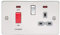 Knightsbridge FPR8333NPCG Flat Plate DP Switch and Switched Socket with Neon, Polished Chrome with Grey Insert, 45 A/13 A