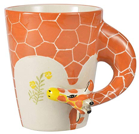 3D handgemaltes niedliche Tiere Tasse, Kaffeebecher aus Keramik, Neuheit Geschenk Tasse (13.66oz) Giraffe weiß