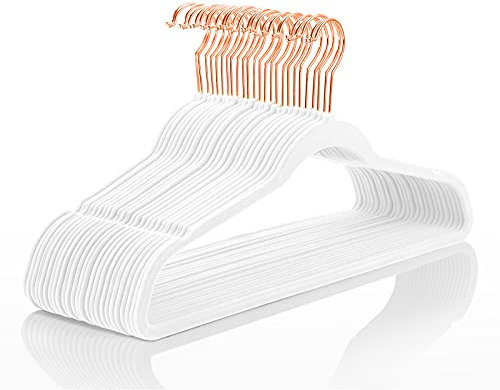 MIZGI Premium samtaufhänger heavyduty Nicht Beleg-samt-Anzug kleiderbügel weiß